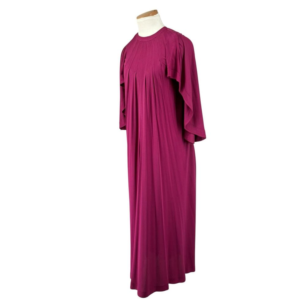Vintage Jean Muir Original England Maxi Batwing Cape Dress Womens 12 Magenta - Picture 4 of 16